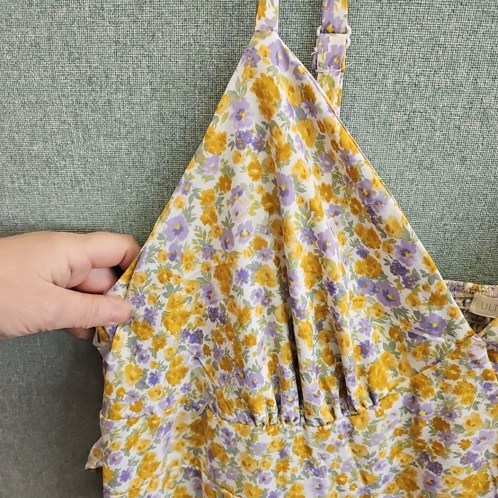 NWT Ultra Flirt Floral Sundress Smocked Tiered Adjustable Straps Women's 3X - Picture 3 of 11